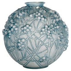 1924 René Lalique - Vase Druide Glass With Blue Patina