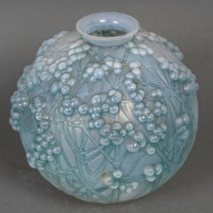 1924 René Lalique - Vase Druide Opalescent Glass With Blue Patina