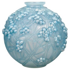 1924 René Lalique - Vase Druide Cased Opalescent Glass With Blue Patina