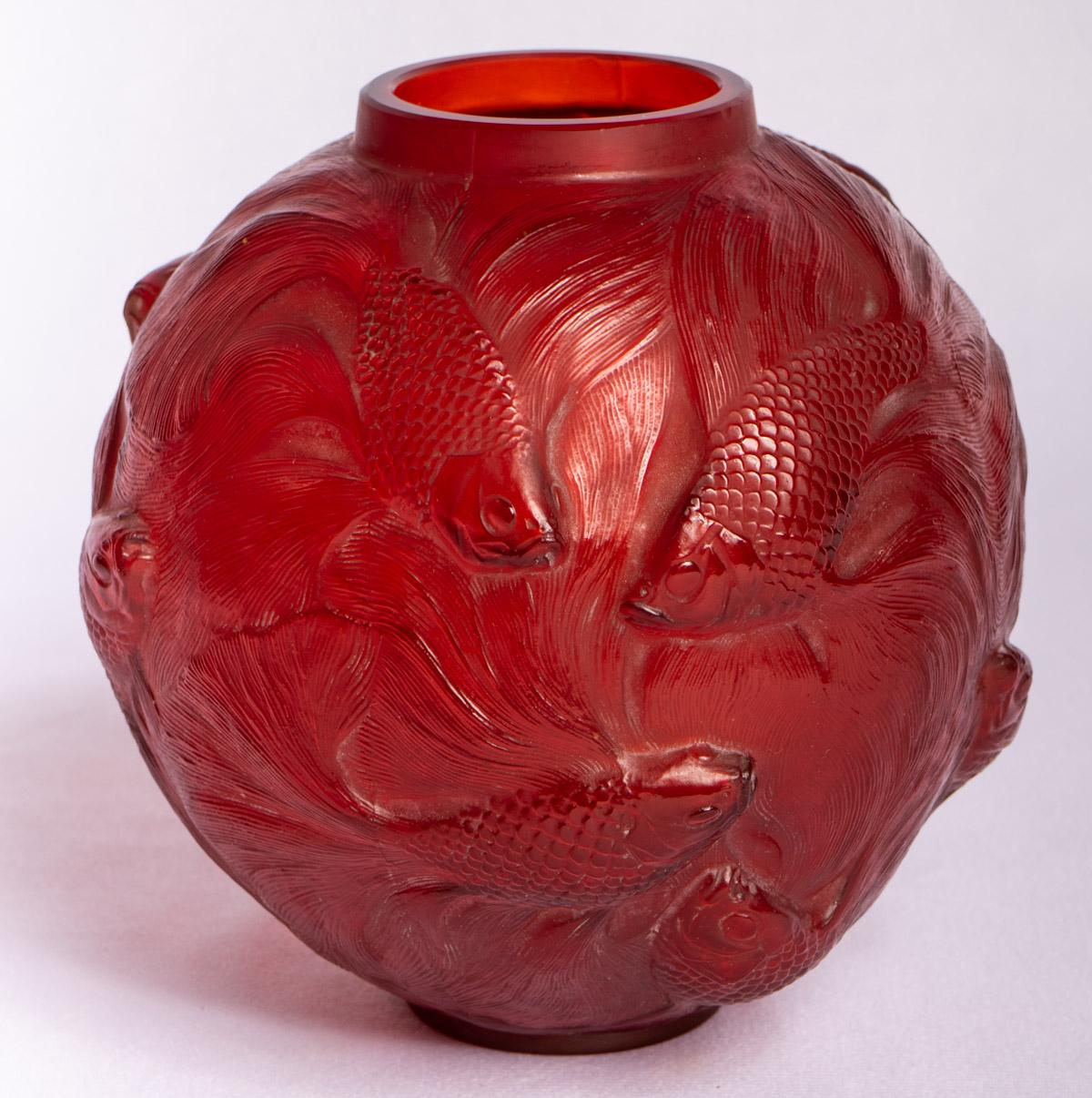 Art Deco 1924 Rene Lalique Vase Formose Cherry Red Glass