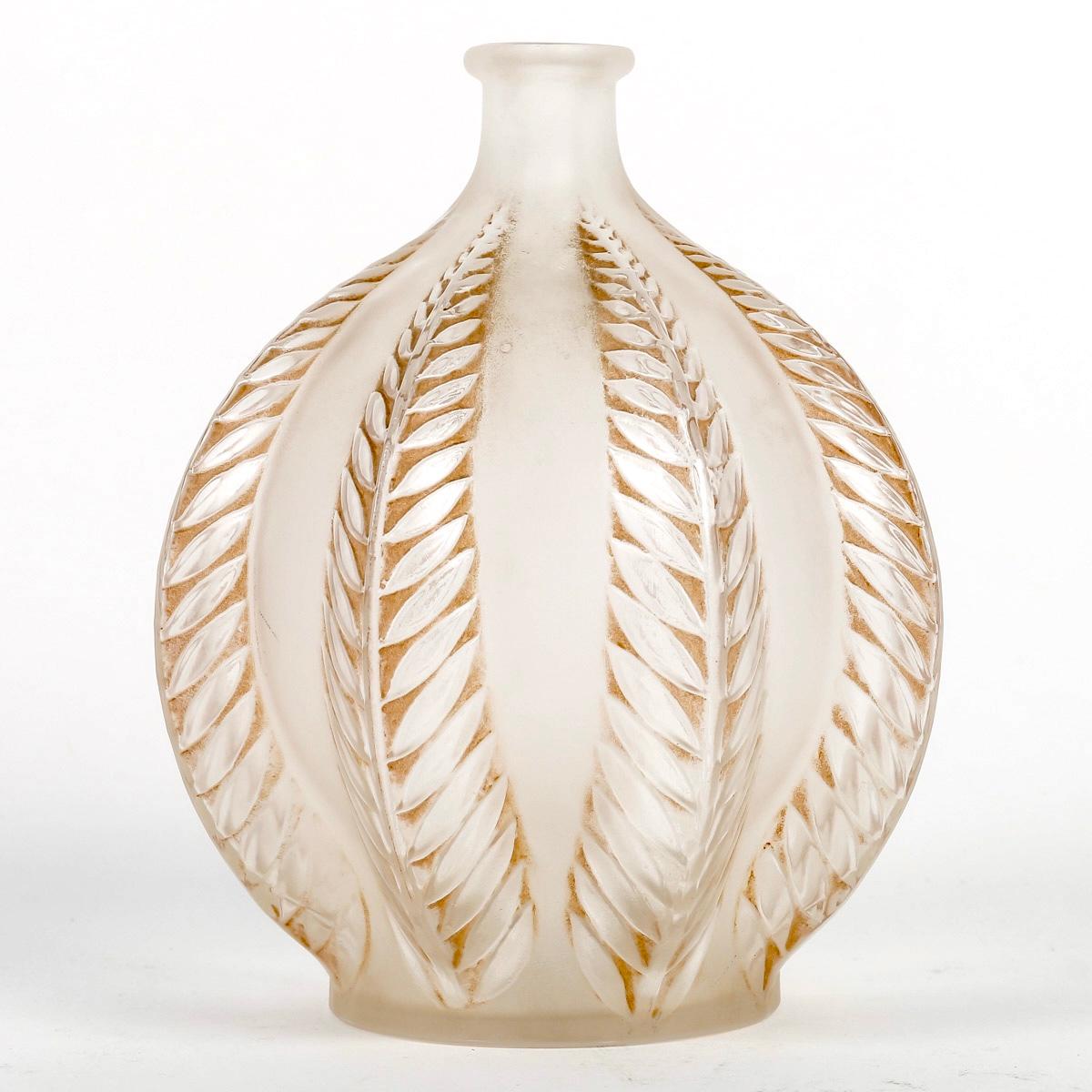 Art Deco 1924 René Lalique, Vase Malines Frosted Glass with Sepia Patina For Sale