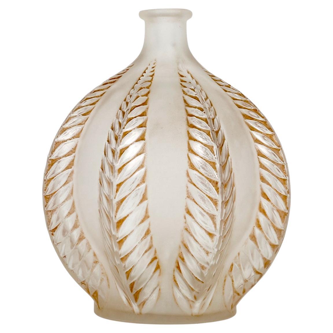 1924 René Lalique, Vase Malines Frosted Glass with Sepia Patina