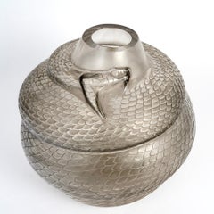 1924 René Lalique - Vase Serpent Snake Glas mit grauer Patina