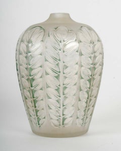 1924 René Lalique Vase Tournai Glass with Green Patina