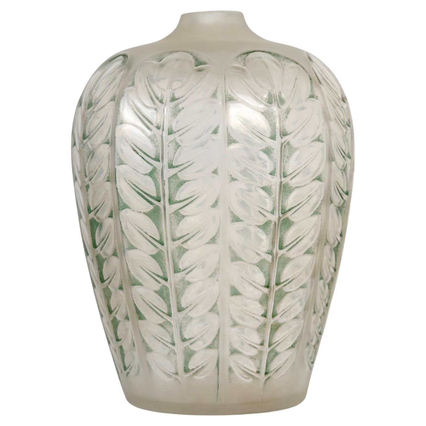 1924 René Lalique Vase Tournai Glass with Green Patina