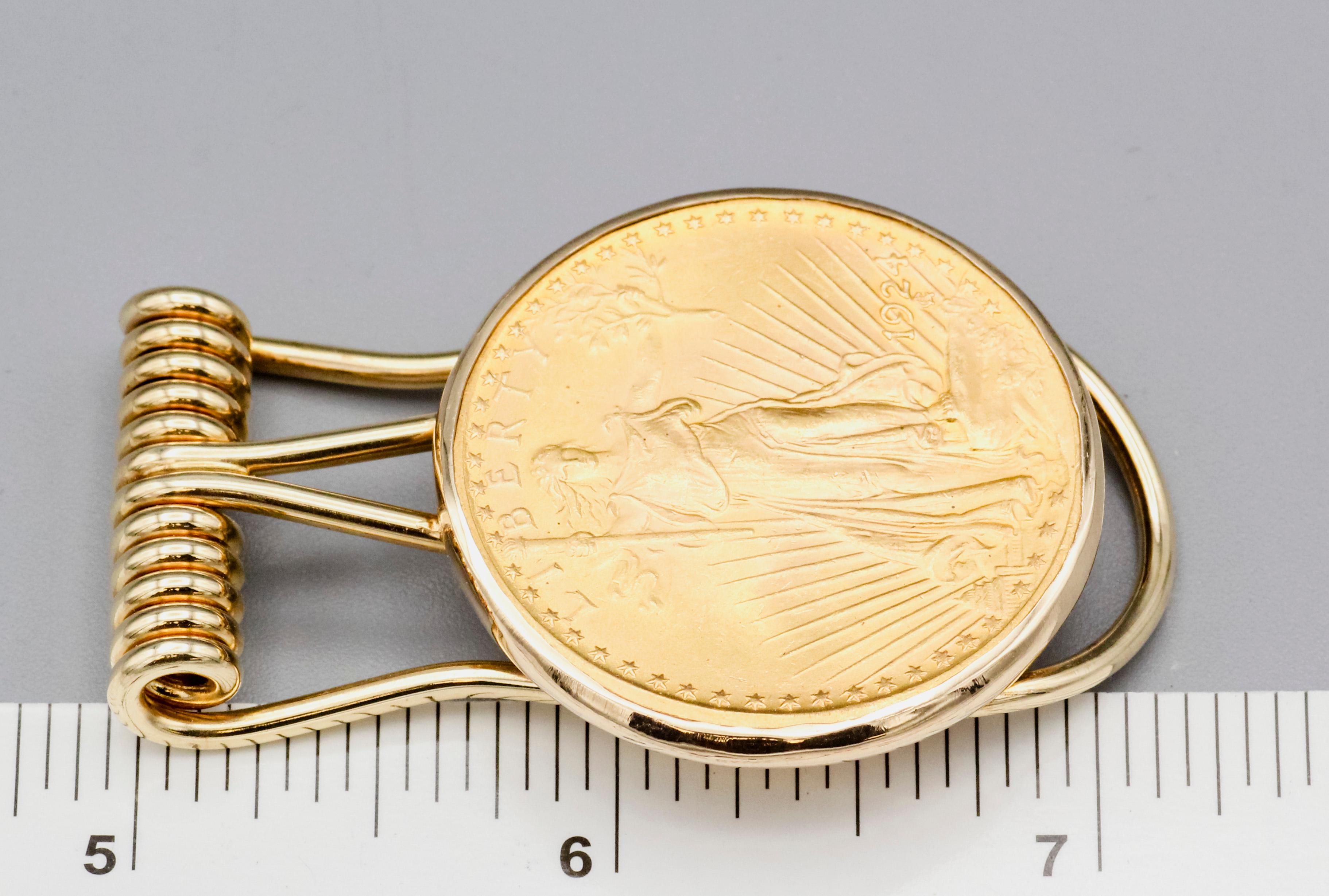 1924 St. Gaudens $20 Gold Coin 14 Karat Money Clip 5