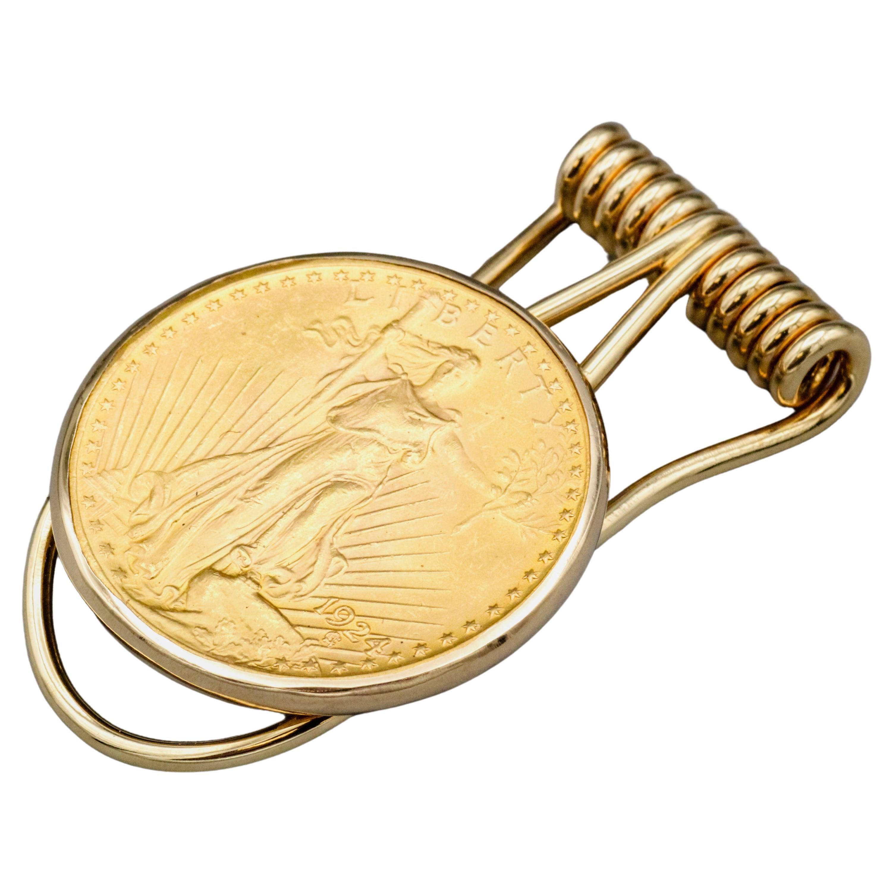 1924 St. Gaudens $20 Gold Coin 14 Karat Money Clip