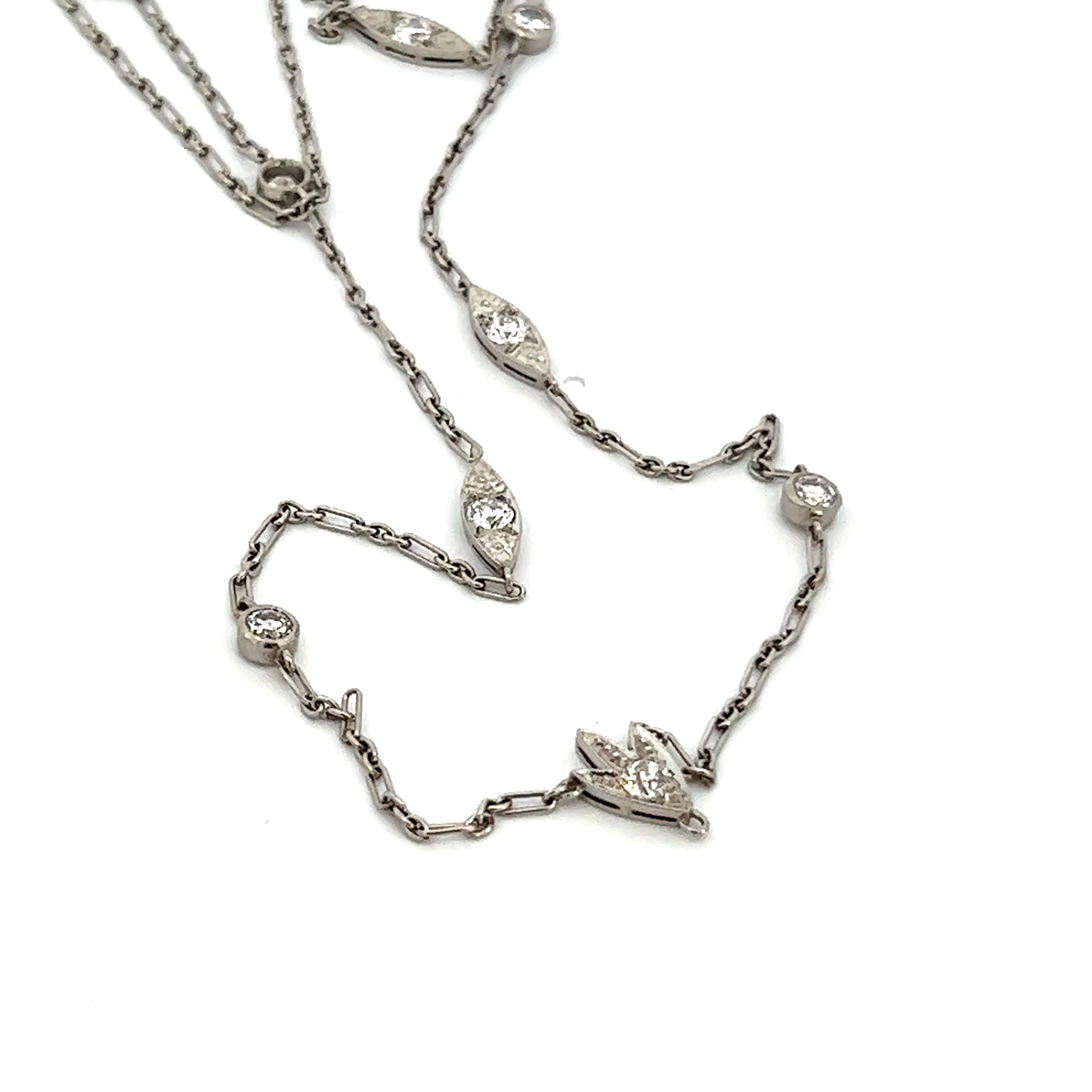This stunning necklace comes from the 192 Art Deco period and is made in platinum with diamonds. Platinums purity makes it a hypoallergenic metal, making it a perfect material for those with sensitive skin and is also s’more durable than white gold,