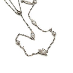 1925 Art Deco 15” Platinum Necklace w/ Euro Cut Diamonds