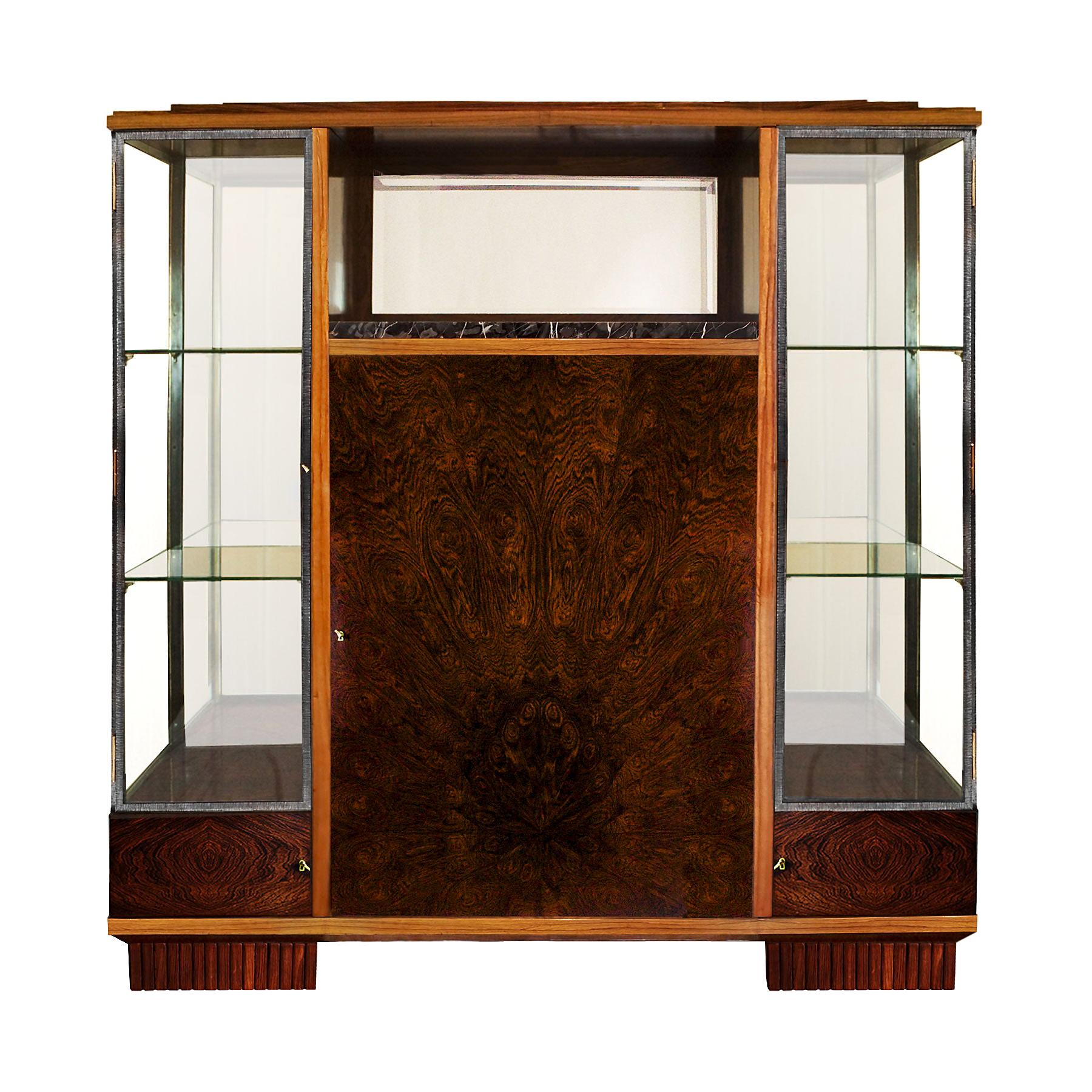1925 Art Deco Cabinet-Showcase, Can Be Dismantled, Mahogany, Marble - France For Sale