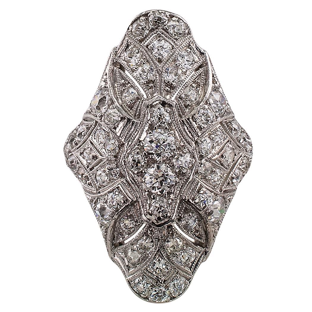 1925 Art Deco Diamond Platinum Dinner Ring