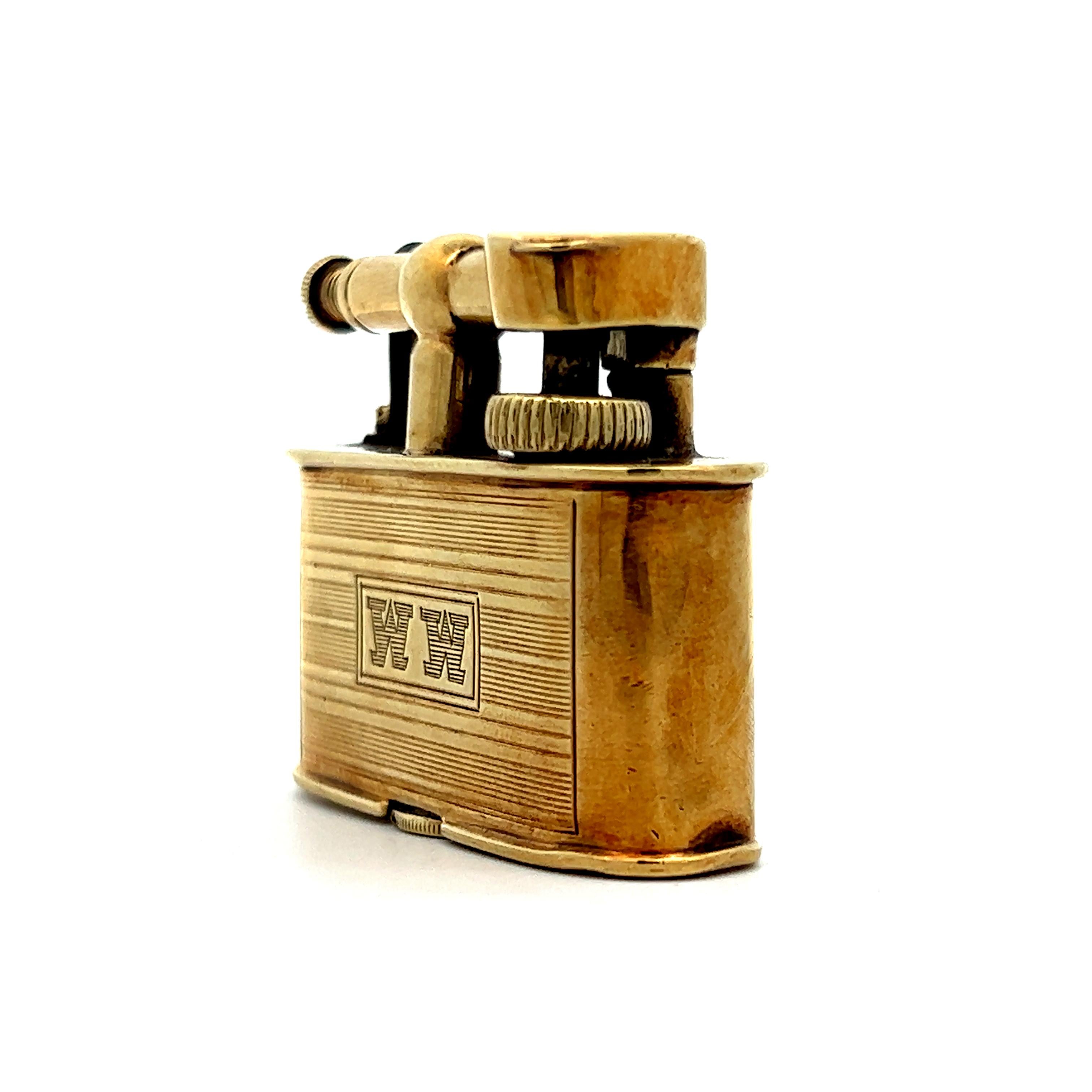 1925 Art Deco Dunhill Lighter in 18K Yellow Gold for Warren Wright In Excellent Condition In Lexington, KY