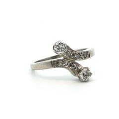 1925 Art Deco Platinum & Diamond Bypass Ring