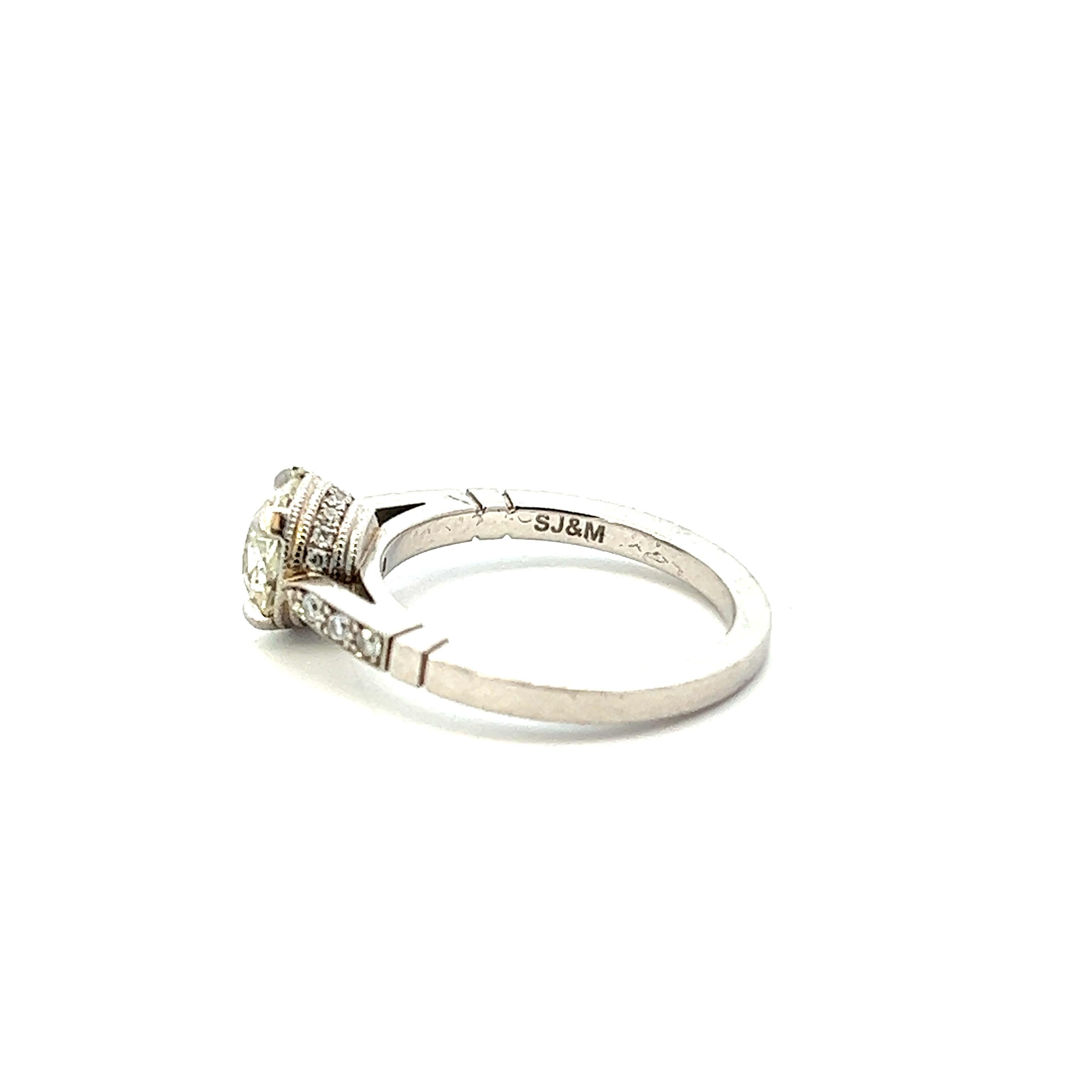 Women's or Men's 1925 Art Deco Platinum Diamond Ring  For Sale