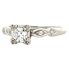 Antique 1925 Art Deco Platinum Diamond Ring