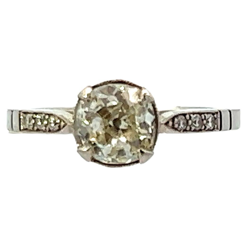 1925 Art Deco Platinum Diamond Ring  For Sale