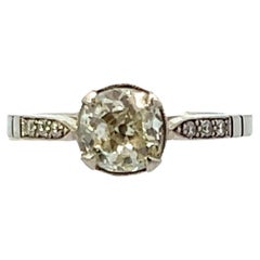 Antique 1925 Art Deco Platinum Diamond Ring 