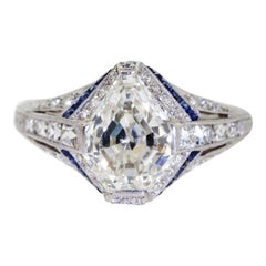 Antique GIA Certified 1925 Art Deco Platinum 2.50 Diamond Center Stone Engagement Ring