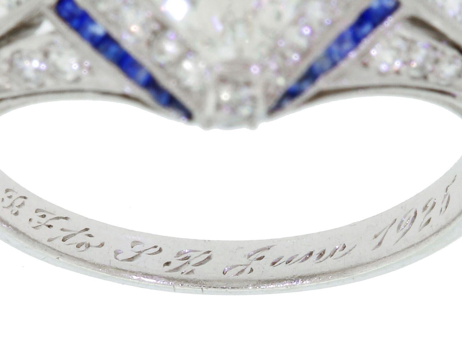 Women's GIA Certified 1925 Art Deco Platinum 2.50 Diamond Center Stone Engagement Ring