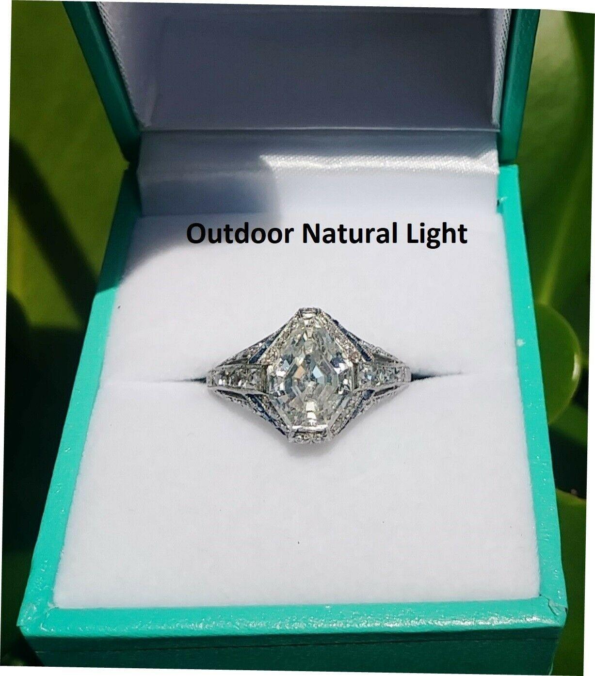 GIA Certified 1925 Art Deco Platinum 2.50 Diamond Center Stone Engagement Ring 2