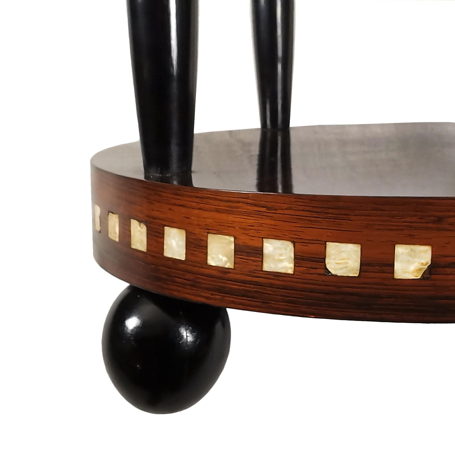 Table d'appoint Art Déco 1925 de Francisque Chaleyssin, Macassar, acajou - France Bon état - En vente à Girona, Girona