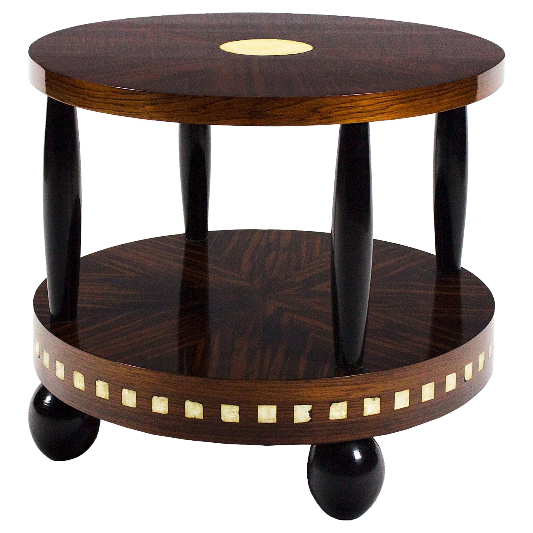 1925 Art Deco Sidetable by Francisque Chaleyssin, Macassar, Mahogany - France