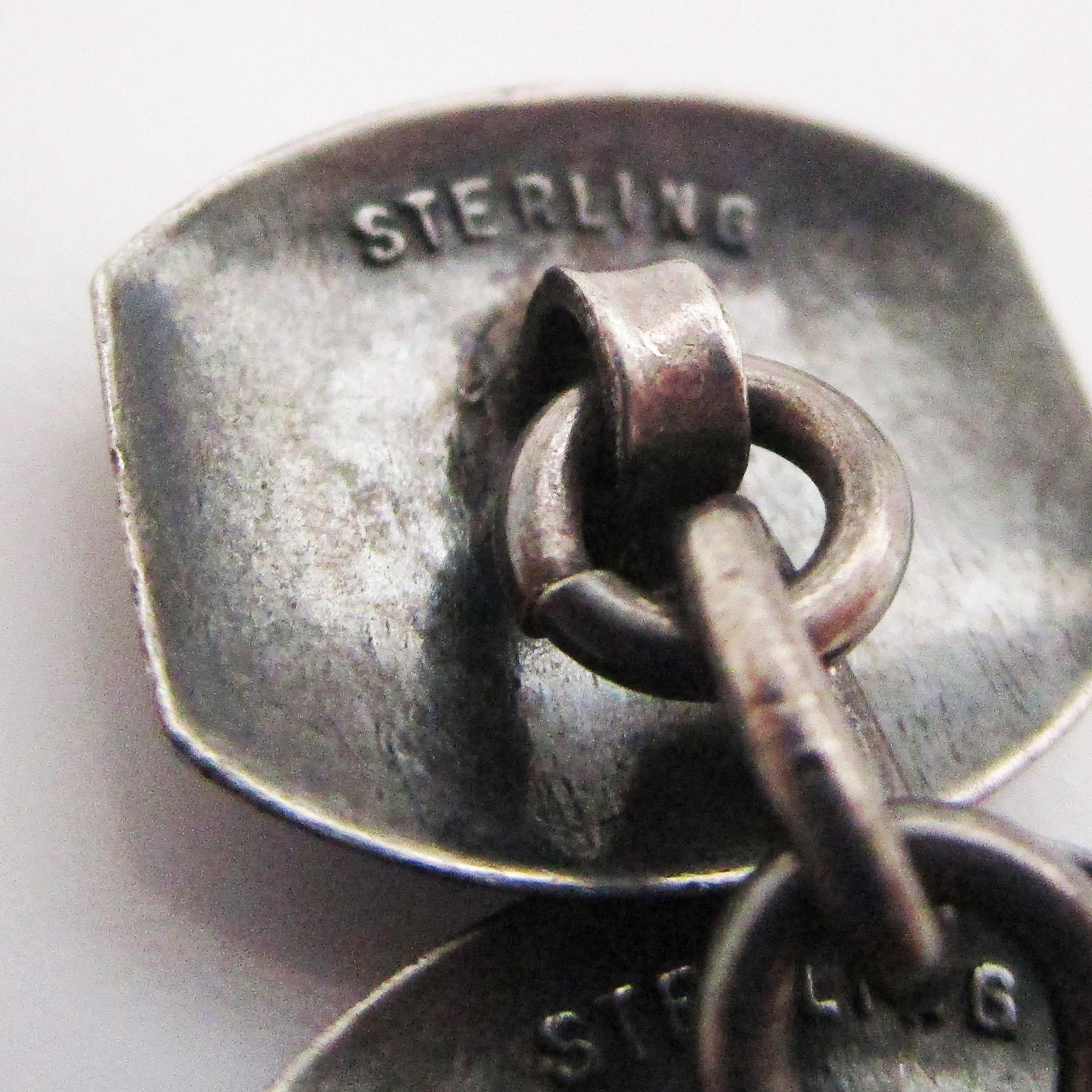 1925 Art Deco Sterling Silver Sky Blue Enamel Cufflinks 2