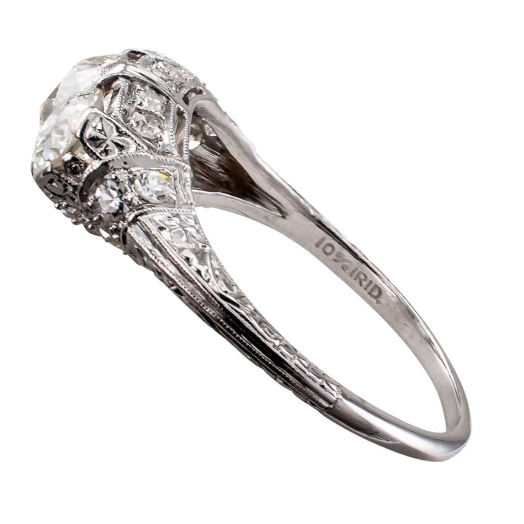 Women's 1925 Art Deco Three-Stone Old European Cut Diamond Platinum Ring
