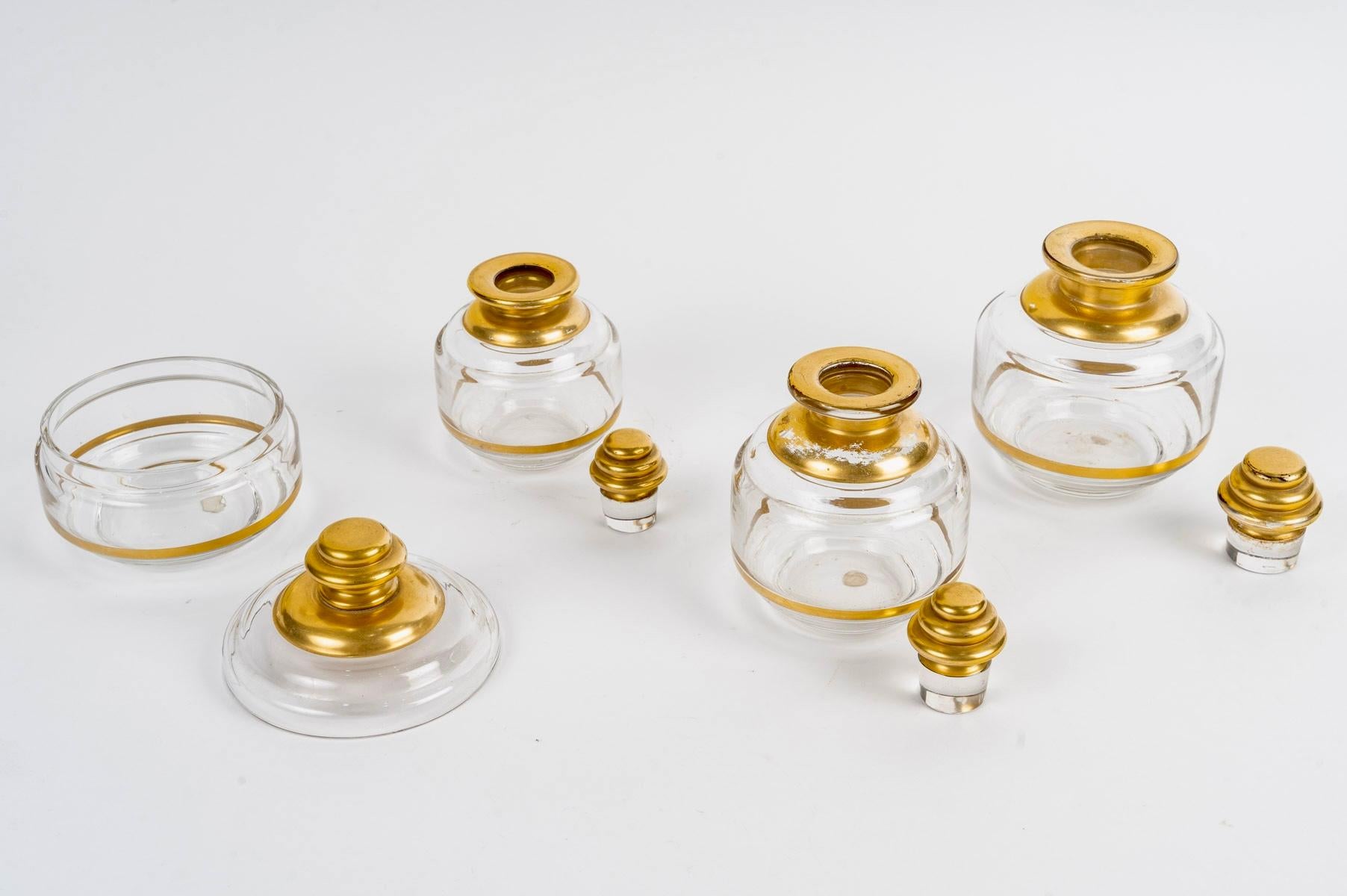1925 Baccarat - Juego de tocador Art Decó Cristal dorado - 4 Piezas Francés en venta