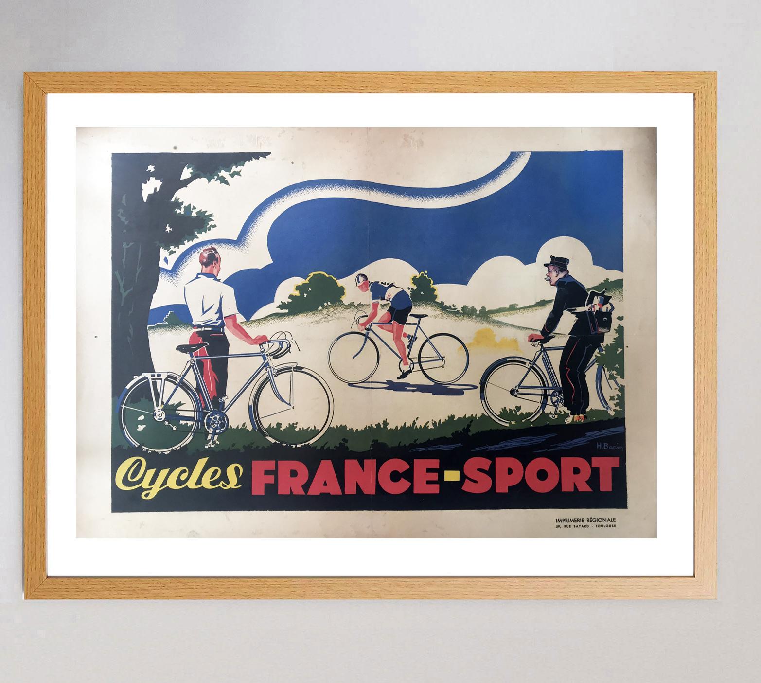 Français Affiche vintage d'origine Cycles France Sport de 1925 en vente