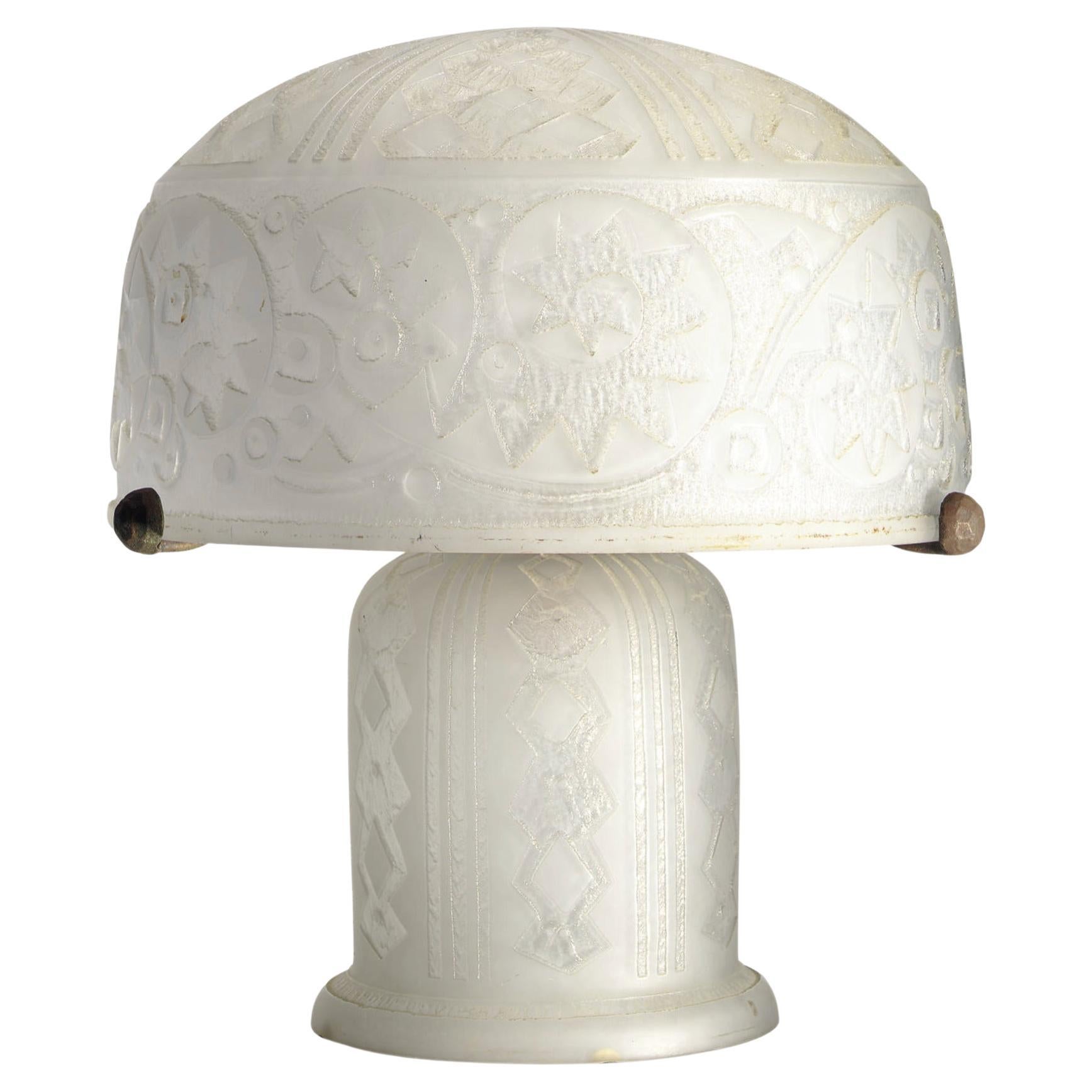 1925, DAUM Nancy France Mushroom lamp For Sale