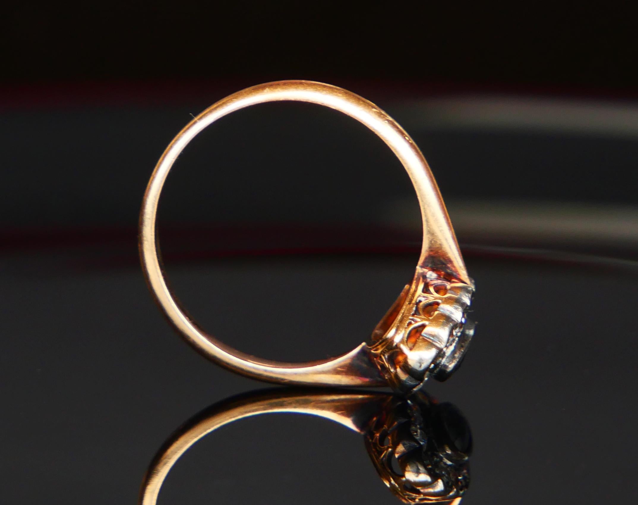 1925 Finnischer Ring natürlicher 1ct Saphir 0.84ct Diamanten 18K Gold ØUS 6.75/3.7gr 1