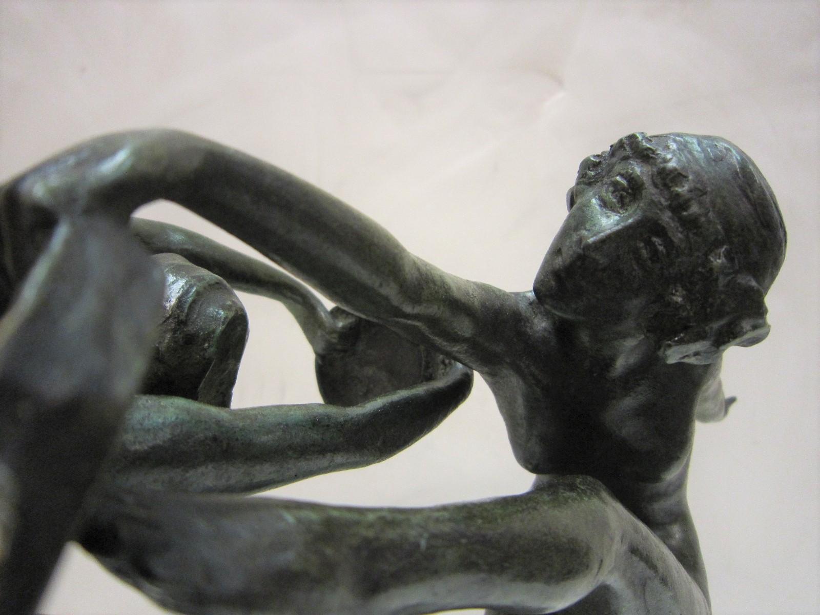 1925 French Art Deco Bronze Sculpture of Dancers Signed Paul de Boulogne  6