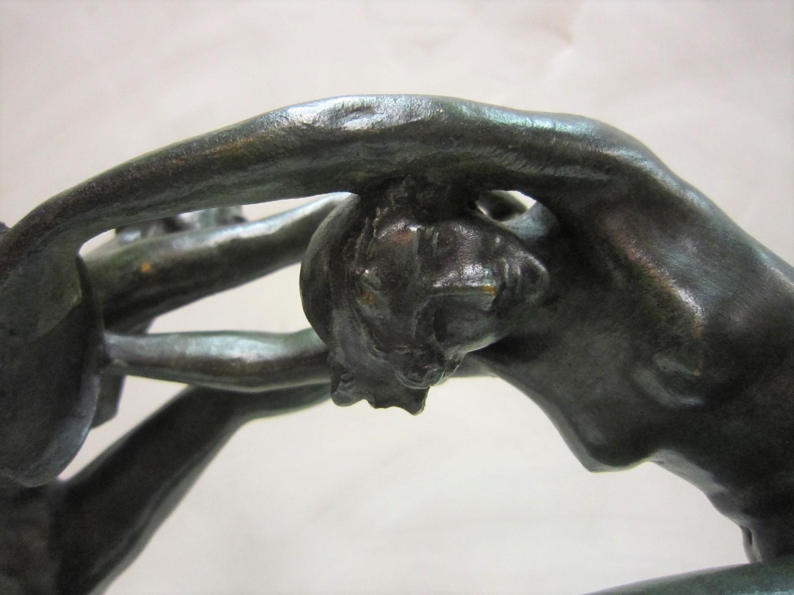 1925 French Art Deco Bronze Sculpture of Dancers Signed Paul de Boulogne  9