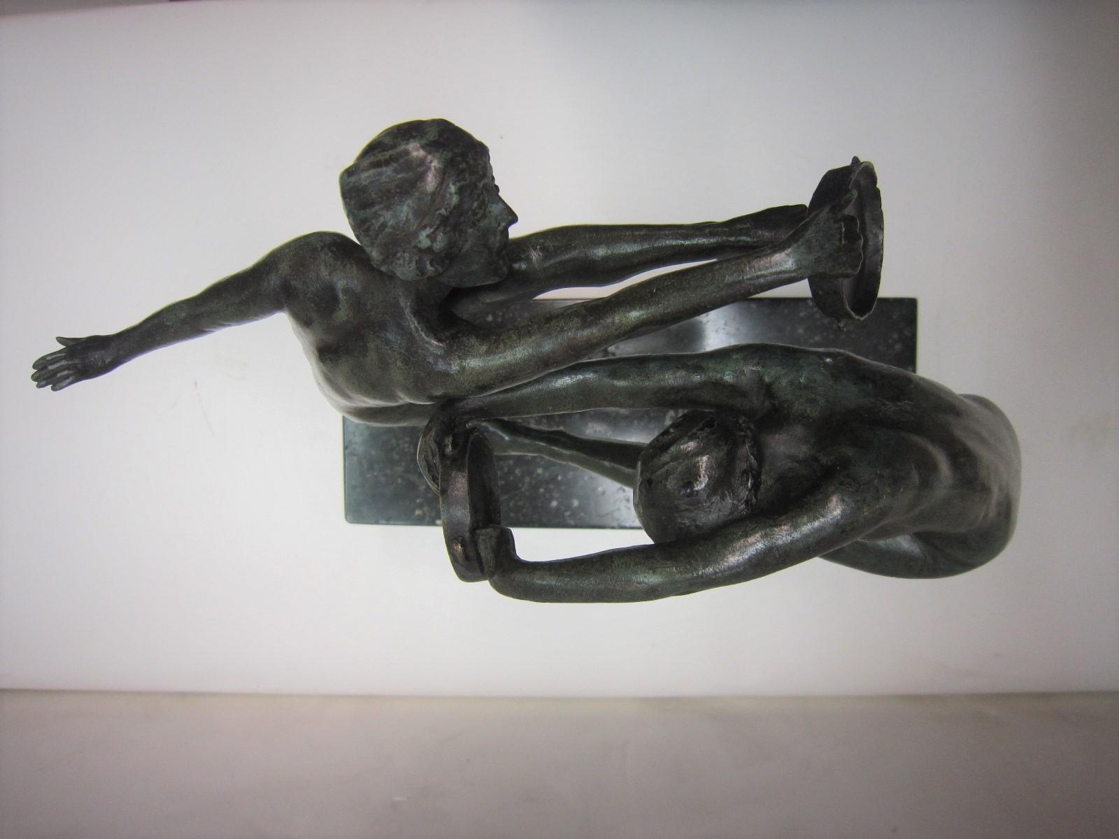 1925 French Art Deco Bronze Sculpture of Dancers Signed Paul de Boulogne  14