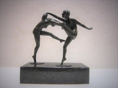 1925 Sculpture française Art Déco en bronze de danseurs signée Paul de Boulogne