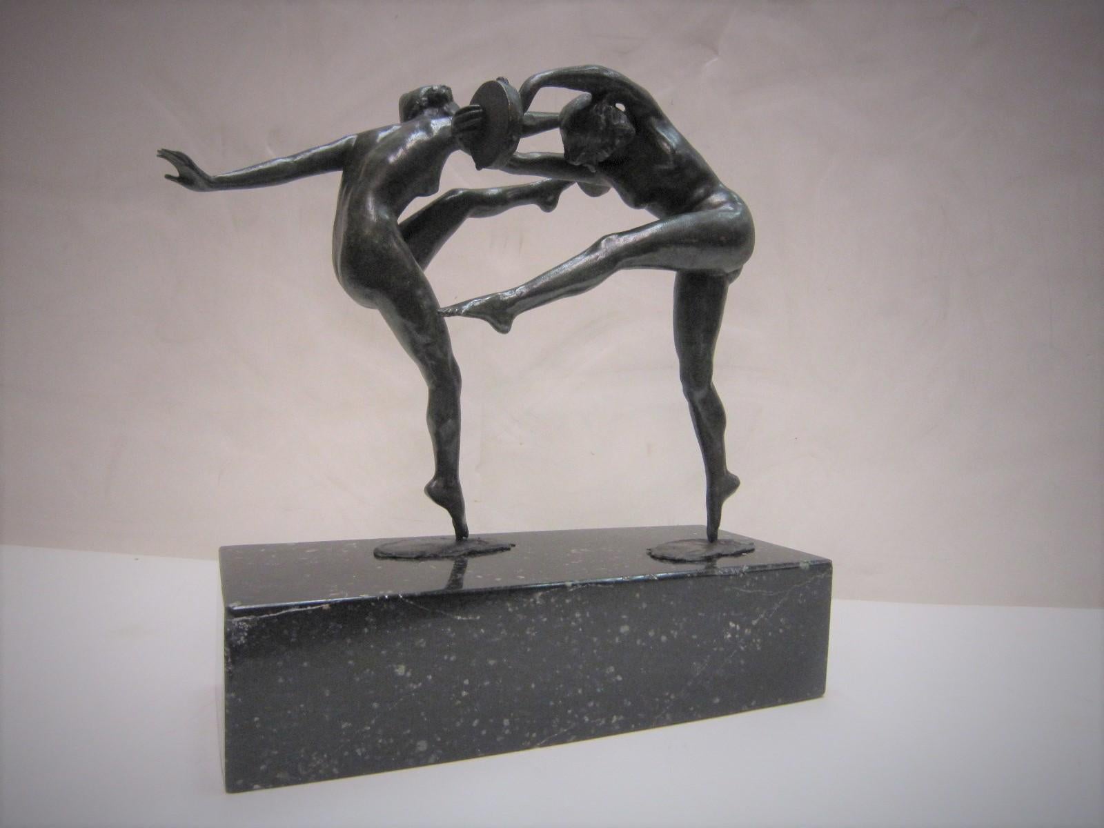 1925 French Art Deco Bronze Sculpture of Dancers Signed Paul de Boulogne  In Good Condition In New York City, NY
