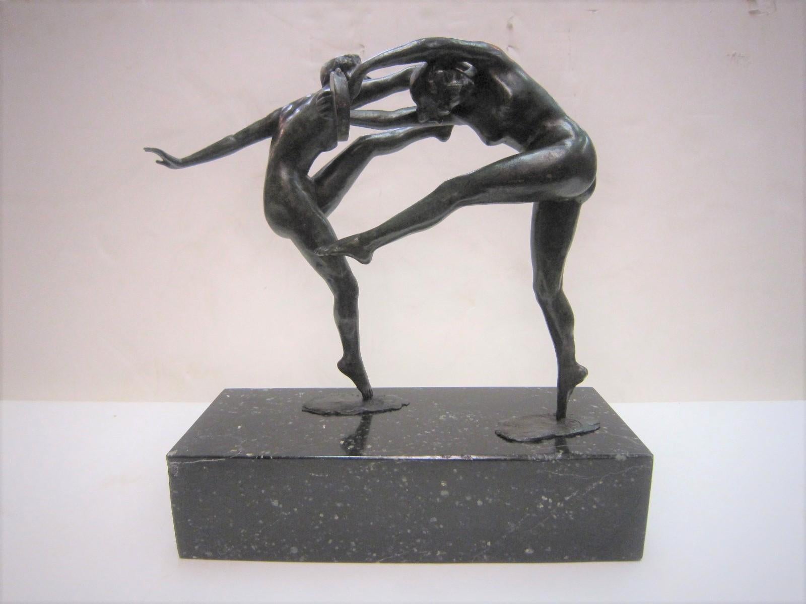 20th Century 1925 French Art Deco Bronze Sculpture of Dancers Signed Paul de Boulogne 
