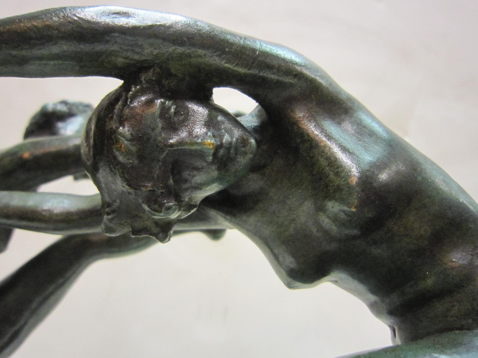 1925 French Art Deco Bronze Sculpture of Dancers Signed Paul de Boulogne  5