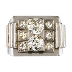 1925 French Pierre Daudé Platinum 1.70 Carat Diamonds Art Deco Ring
