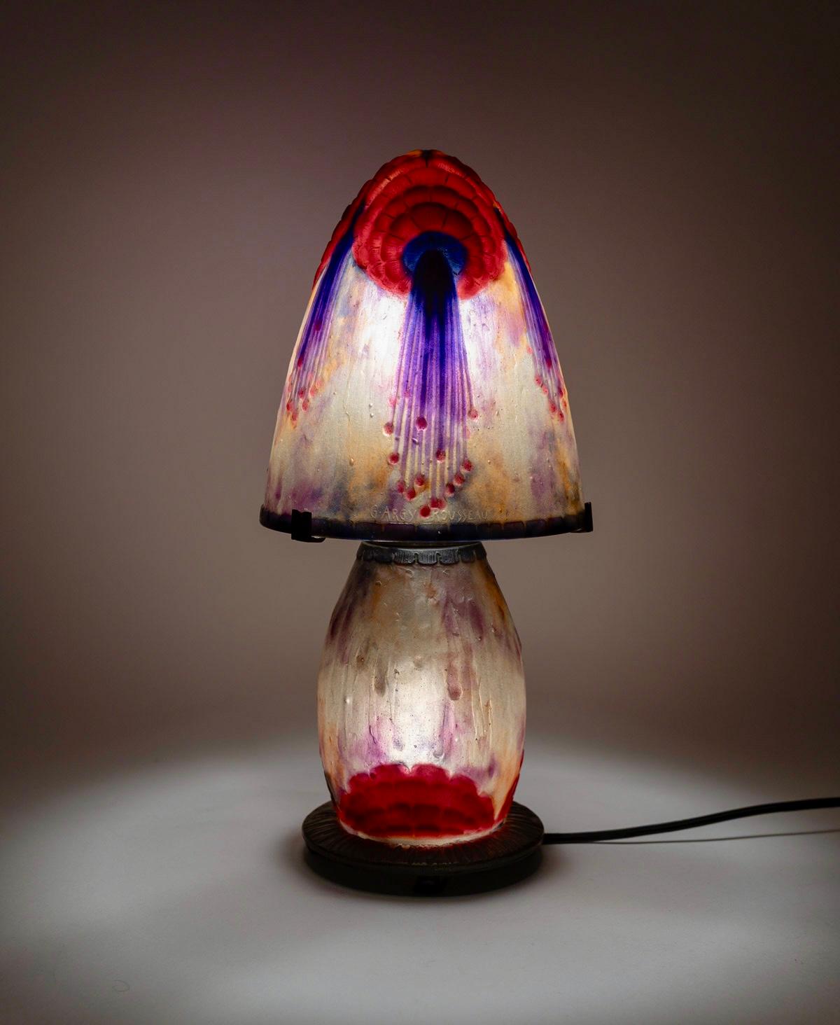 1925 Gabriel Argy-Rousseau - Lampada Feuillage Tropicales Pate Verre Vetro in vendita 2