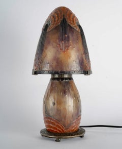 1925 Gabriel Argy Rousseau - Lamp Fleurs Tropicales Pate Verre Glass