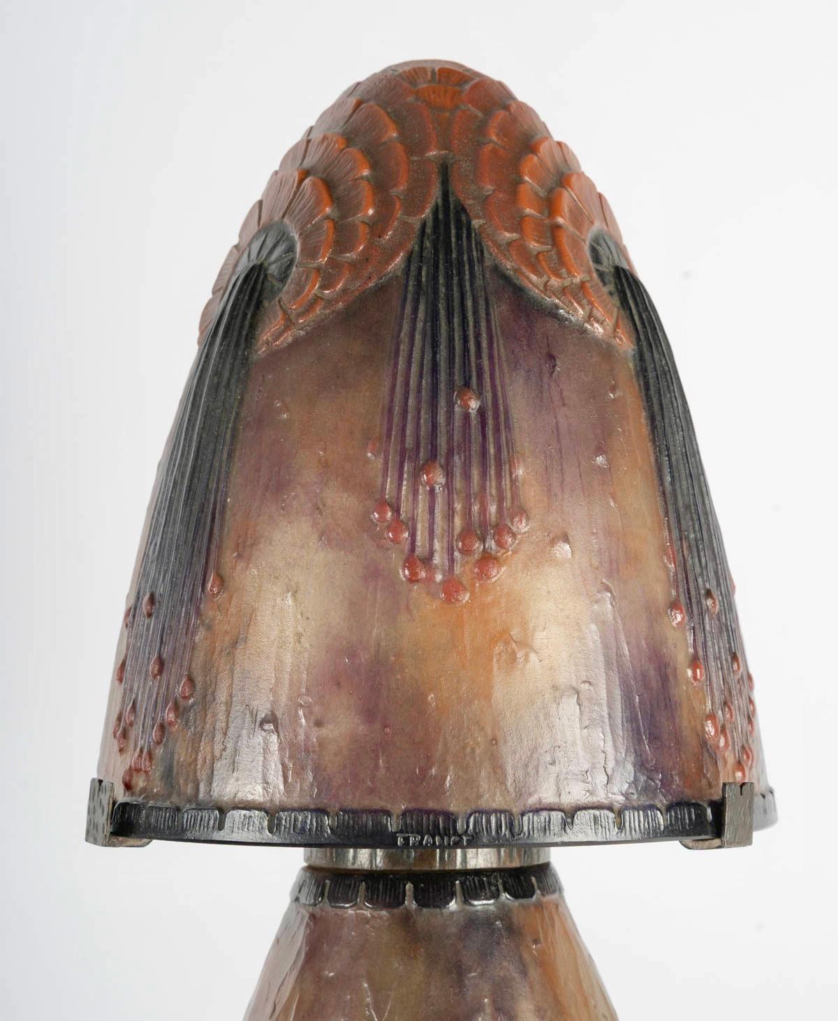 Stampato 1925 Gabriel Argy-Rousseau - Lampada Feuillage Tropicales Pate Verre Vetro in vendita