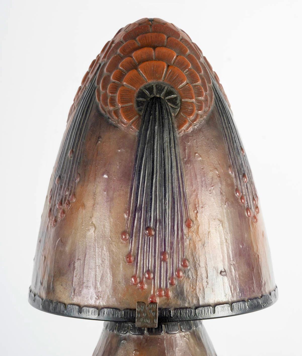 1925 Gabriel Argy-Rousseau - Lampada Feuillage Tropicales Pate Verre Vetro In condizioni buone in vendita a Boulogne Billancourt, FR