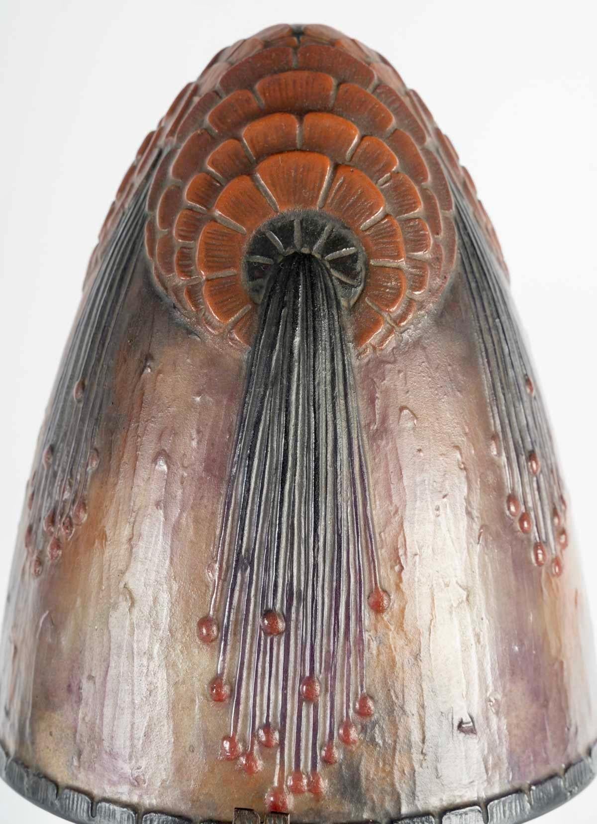 Inizio XX secolo 1925 Gabriel Argy-Rousseau - Lampada Feuillage Tropicales Pate Verre Vetro in vendita