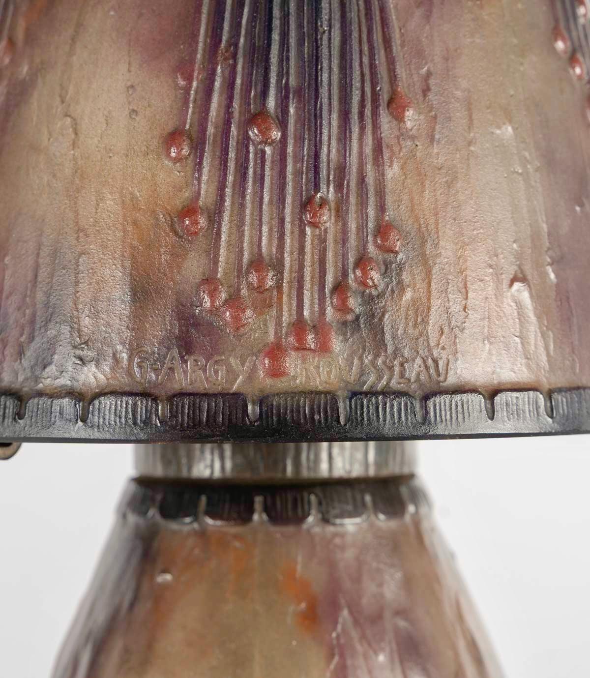 1925 Gabriel Argy-Rousseau - Lampada Feuillage Tropicales Pate Verre Vetro in vendita 1