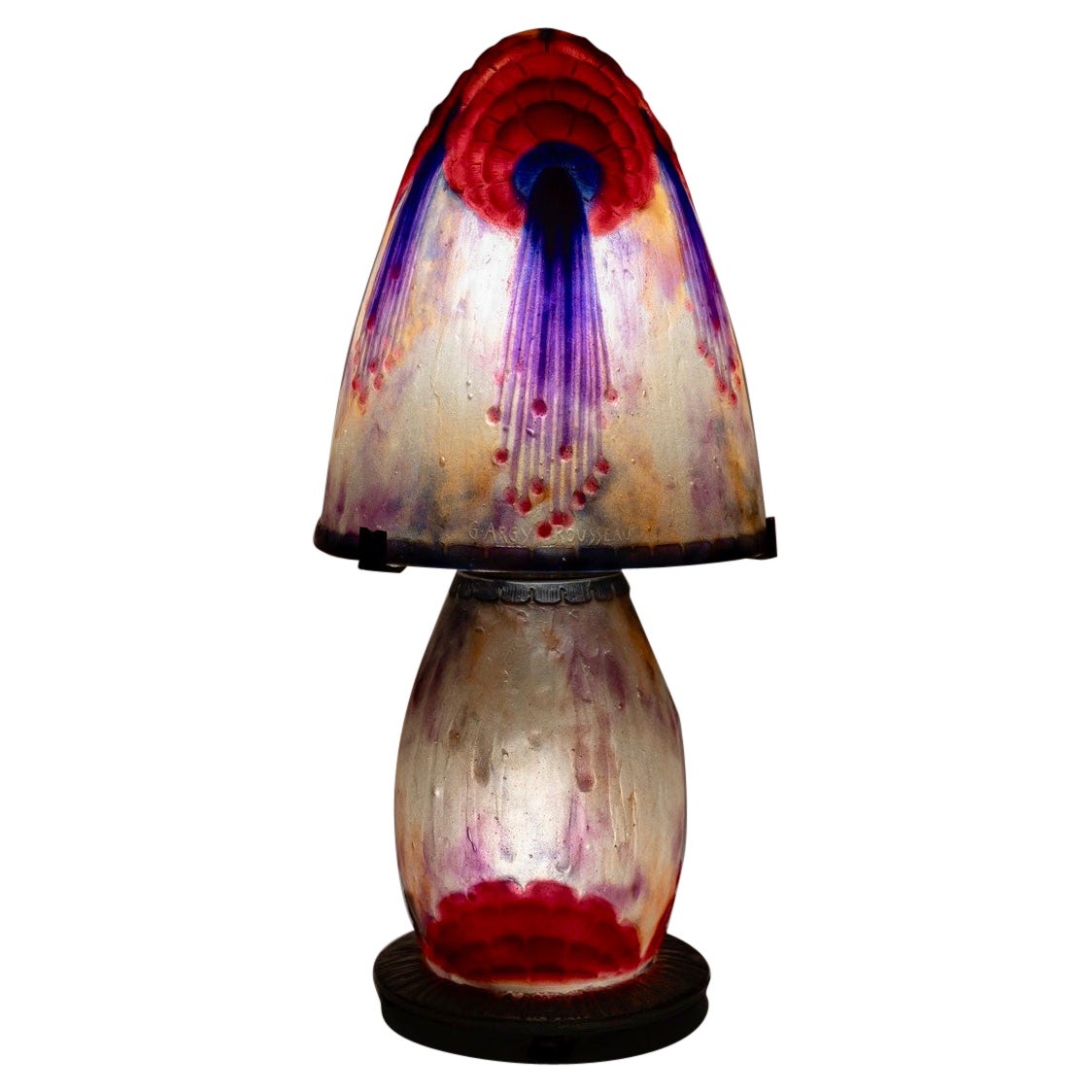 1925 Gabriel Argy Rousseau - Lamp Feuillage Tropicales Pate Verre Glass