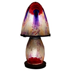 1925 Gabriel Argy Rousseau - Lámpara Feuillage Tropicales Pate Verre Vidrio