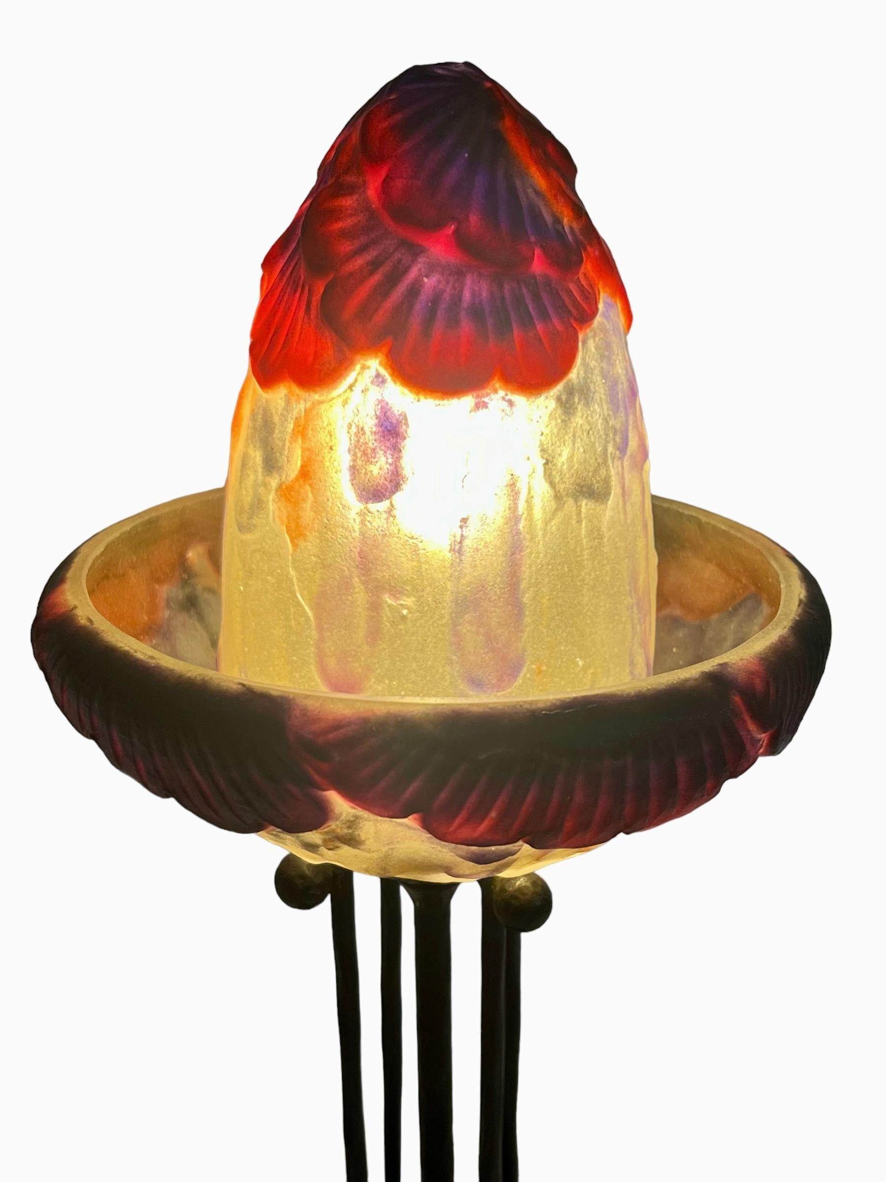Lampe de nuit exotique Foliage Pate De Verre de Gabriel Argy Rousseau 1925 en vente 3