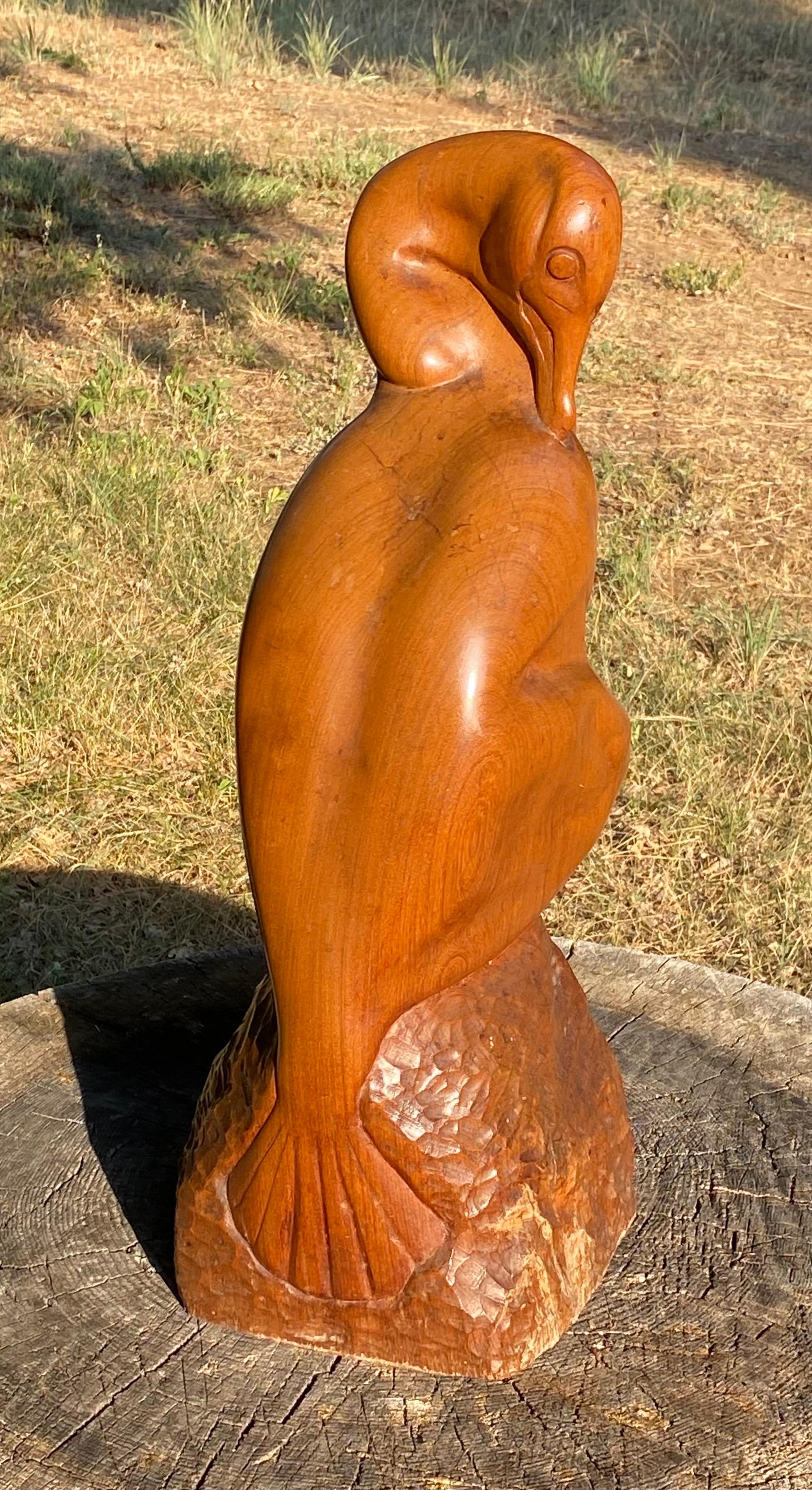 1925 Georges Hilbert L'uccello cormorano S.A.S. Paris Scultura in palissandro in vendita 3